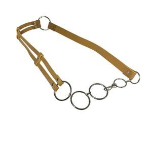 Statement Belt Womens Size Small Boho Funky Beige Harness Silver Tone Rings